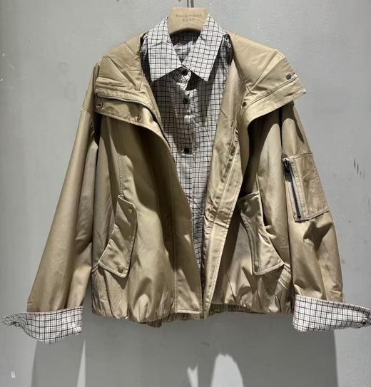 NC拼格子领假两件外套50707（卡其）秋季253120020321 商品图1