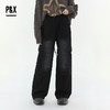 P&X设计师女装2025冬季做旧高街卫裤针织休闲长裤825409167 黑色 商品缩略图0