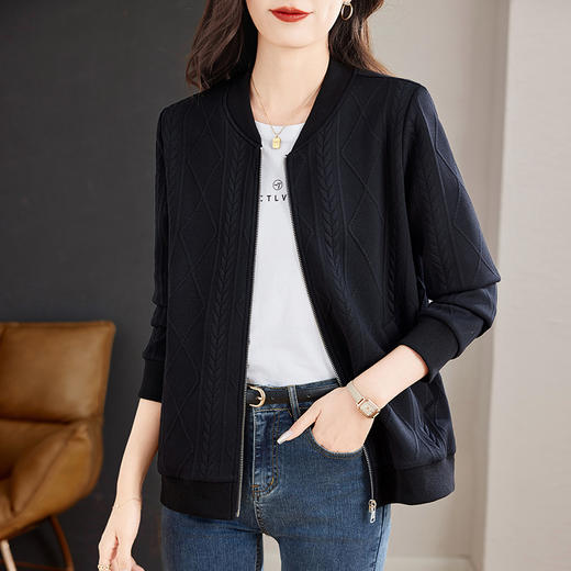 黑色棒球服外套女春秋季2026年新款中年妈妈休闲大码夹克上衣洋气 商品图1