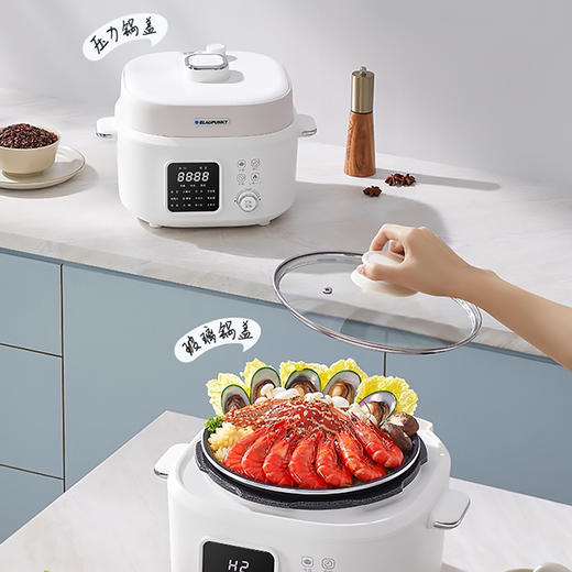 【蓝宝双盖电压力锅4L】是压力锅也是汤锅  煮饭/煲汤都可以~ 商品图1