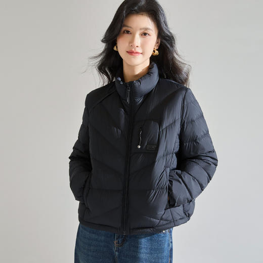 「高货sh」全新升级【铂金会员809/天猫1099/差价290】(92345)洛诗琳2025秋冬立领不规则绗缝短款90白鹅绒短裤羽绒服女 商品图3