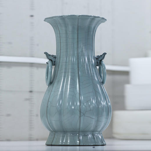 问鼎官窑大国工匠监制花口象耳瓶（缺货） 商品图0