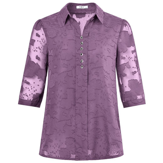 中年女雪纺衫夏季大码女装宽松遮肚子上衣新款妈妈中袖七分袖衬衫 商品图4