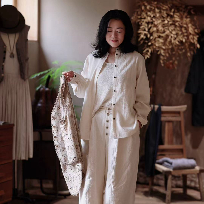 之如初 棉立领长袖衬衫