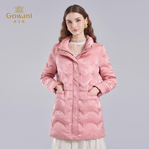 乔万尼新品轻盈保暖白鸭绒提花设计H型直身压褶羽绒服EM4T602 商品图1