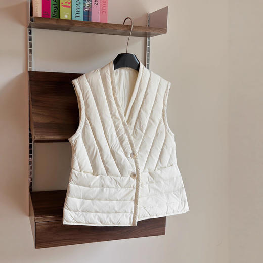 丁摩无领内胆女士马甲V领轻薄羽绒服保暖外套大码坎肩背心AL8811 商品图1
