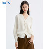 NUTS那时商场同款纯色设计感V领时尚长袖毛织套头衫女5490515A1 商品缩略图0