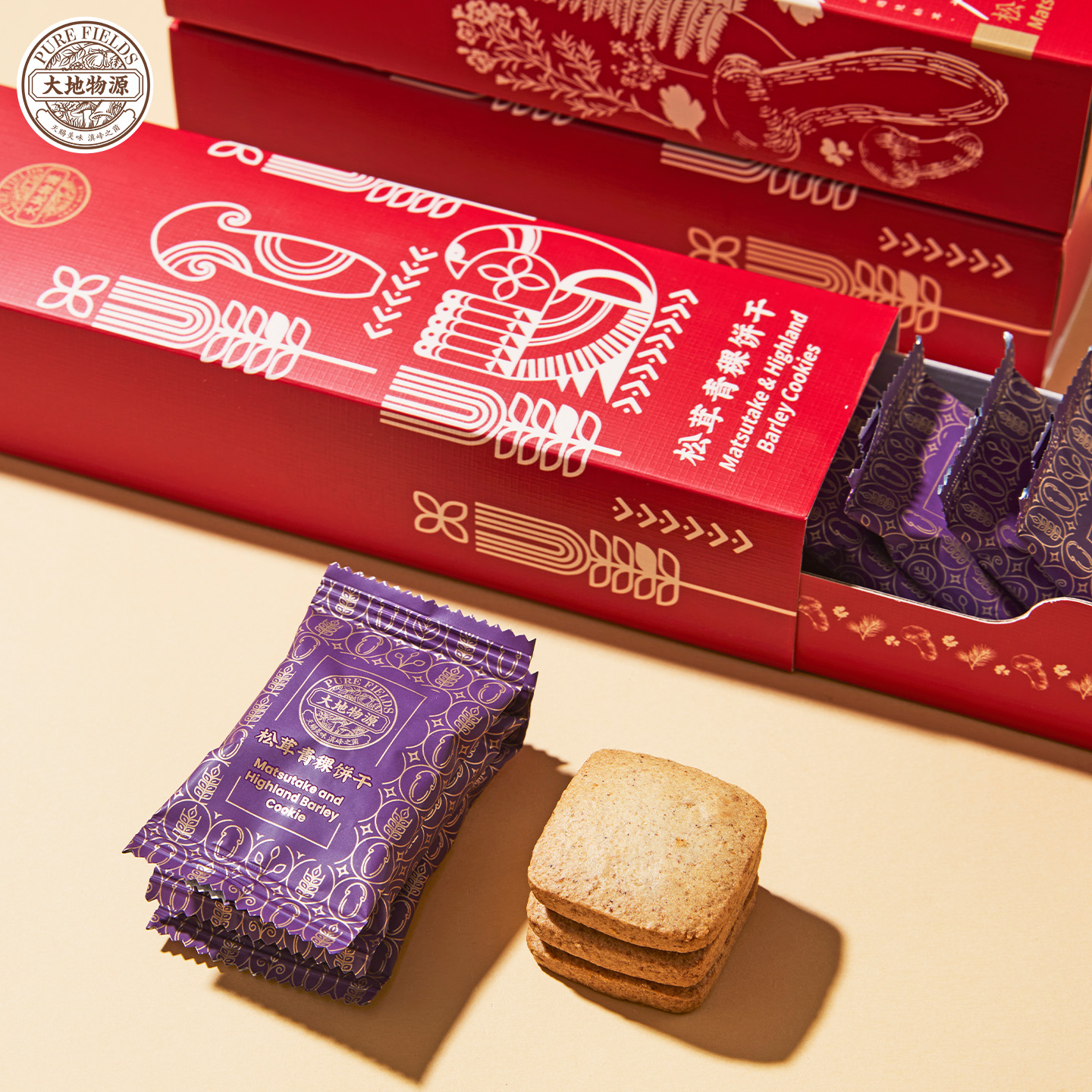 大地物源 松茸饼干松茸青稞饼干100g/盒 咸香酥脆