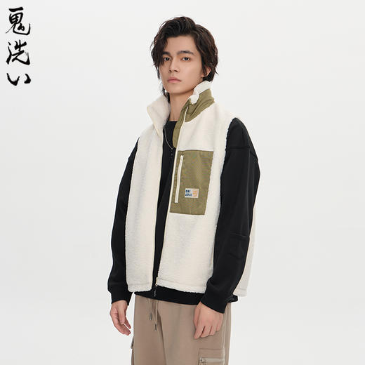 ONIARAI/鬼洗25秋冬新品仿羊羔绒同色刺绣宽松马甲男式 B340242 商品图0