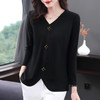 v领长袖t恤女2026早春装新款大码洋气打底衫中年妈妈黑色女士上衣 商品缩略图4