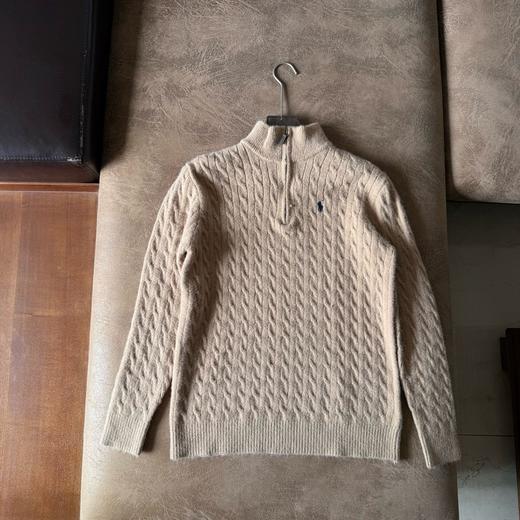 D110426四色半拉链立领小马刺绣绞花编织针织衫毛衣男女同款 商品图5