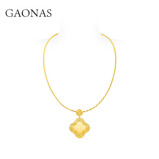 GAONAS  女士贵气绿花金色项链11681DG 商品图3