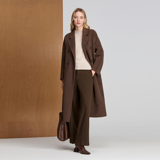 EITIE爱特爱西装领长款经典版型百搭且大气羊毛蚕丝驼绒混纺长款细腻柔软大衣8414118 商品图1