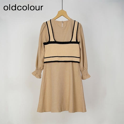 oldcolour秋冬季简约日常通勤长袖连衣裙两件套女GN41103915 商品图1