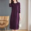 紫色长袖春秋连衣裙女士2026新款春季高端大码女装高级感直筒裙子 商品缩略图3