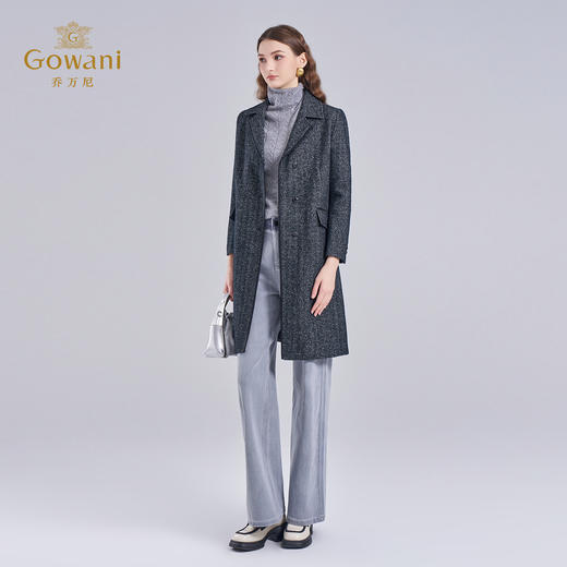 【绵羊毛】乔万尼冬季新款羊毛大衣人字纹商务休闲款亲肤细腻EI4A647 商品图3
