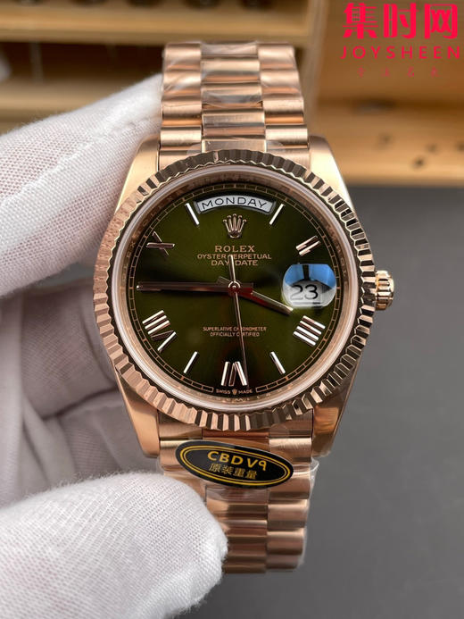 CBD配重版 V9版 重量200克+ 劳力士星期日历型系列 日志40mm 玫瑰金 橄榄绿罗马
款式：男士腕表 商品图2