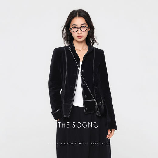 THESOONG|"绒面分割线"天然植绒酵洗加软锁温丝绒立体感外套HBWT7774 商品图0