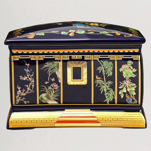 【艺德春】钢化瓷高档寿盒“四季平安”景德镇瓷骨灰盒 商品图0