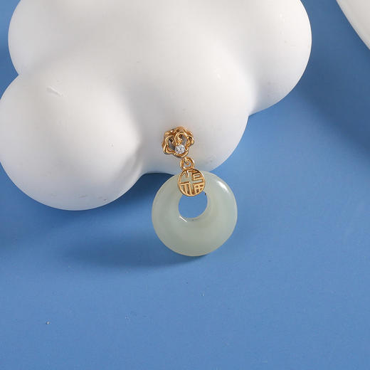 【宏艺珠宝】金福玉安・钻花平安扣·银s925挂坠 商品图0