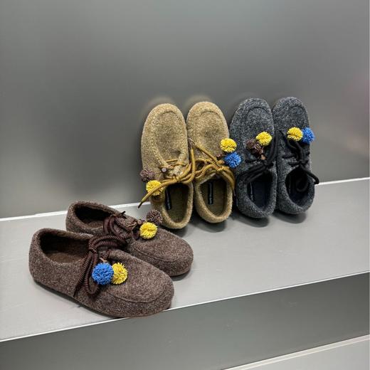 复古圆头羊绒毛球勃肯鞋！2025女加绒平底软底系带懒人鞋豆豆鞋单鞋女鞋！ 商品图7