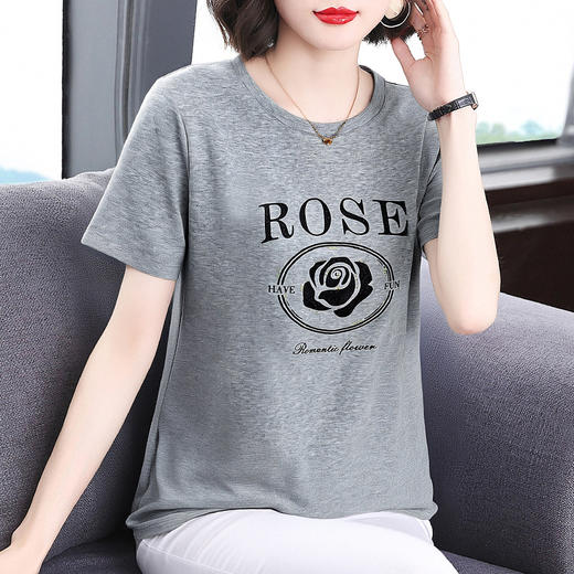 芳妮诗纯棉t恤女短袖休闲大码宽松女装2026新款夏季胖mm女士上衣 商品图1