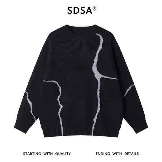 243026SDSA男士秋冬新款痞帅男装韩版简约撞色圆领毛衣百搭慵懒风针织衫 商品图1