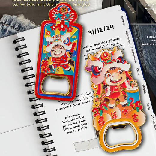 新年冰箱贴开瓶器金属创意家用便携多功能起盖器磁吸啤酒瓶起子 商品图1