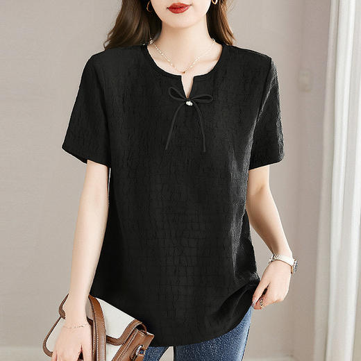 夏季黑色短袖t恤女2026年新款女装大码宽松显瘦上衣高端半袖体恤 商品图2