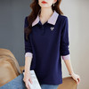 polo领长袖t恤女春秋2026新款春秋单穿翻领上衣爆款中长款打底衫 商品缩略图3