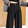 黑色西装裤女2025新款秋季高级感垂感显瘦休闲裤子高腰直筒阔腿裤 商品缩略图0