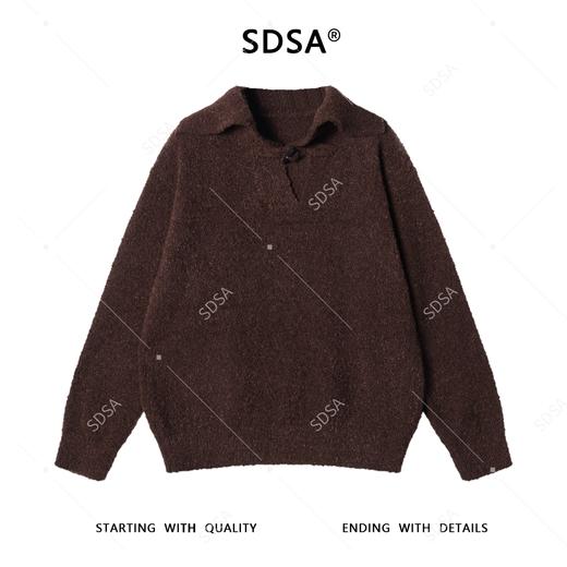 4243SDSA男士秋冬新款痞帅男装慵懒风纯色一字扣翻领毛衣百搭简约百搭 商品图1
