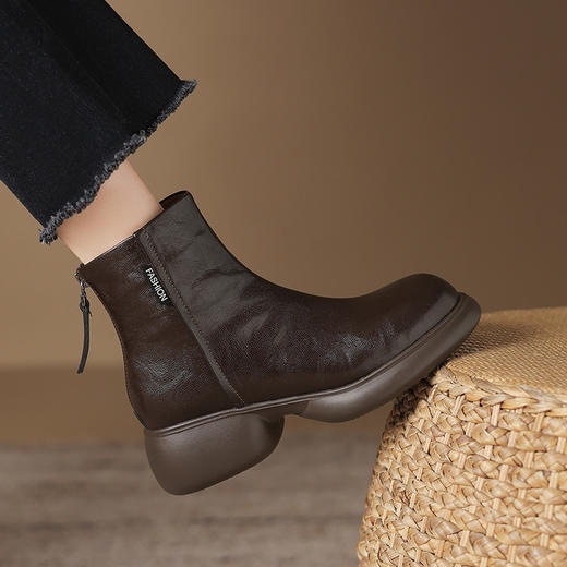 【预售5天】冬新款厚底圆头英伦风马丁靴女粗跟松糕底复古时尚短靴女MDY&AM2255-5 商品图0