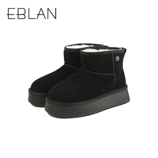 伊伴冬季经典基础百搭纯色短筒厚底雪地靴B25703601 商品图4