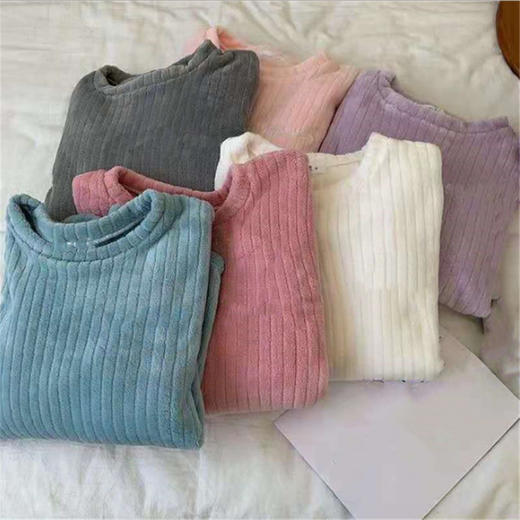 秋冬法兰绒睡衣两件套珊瑚绒家居服新款月牙城休闲条纹暖暖套装女 商品图3