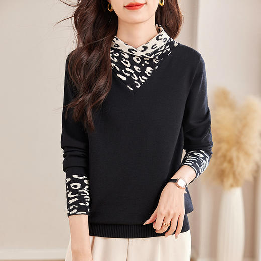 黑色半高领毛衣女秋季高级感洋气打底衫内搭套头上衣新款大码女装 商品图2