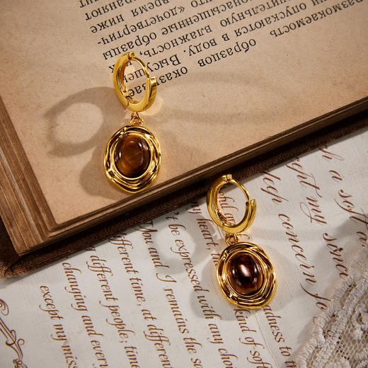 虎眼石耳环  送首饰盒+证书+礼袋  A-5541  Manreya玛芮雅 商品图6