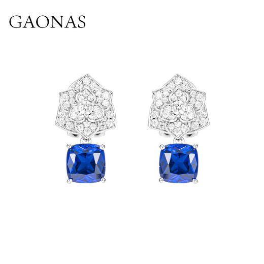 GAONAS高纳仕 春花浪漫 贵气蓝色花朵耳环时尚耳坠 商品图0