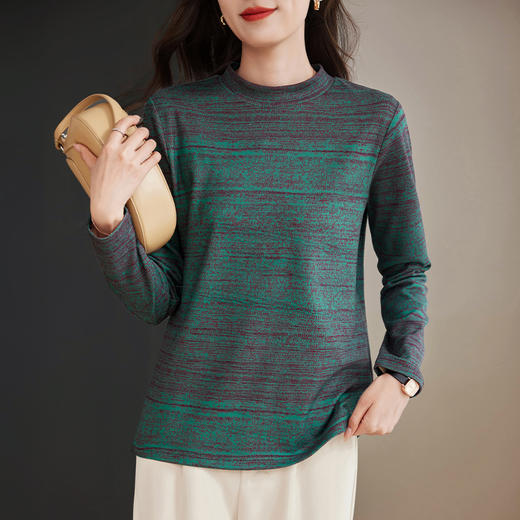 德绒打底衫女内搭秋冬2026年新款长袖上衣中年妈妈加绒半高领t恤 商品图3