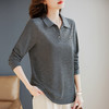 polo领女士长袖t恤2026新款早秋季大码女装宽松休闲有领灰色上衣 商品缩略图2