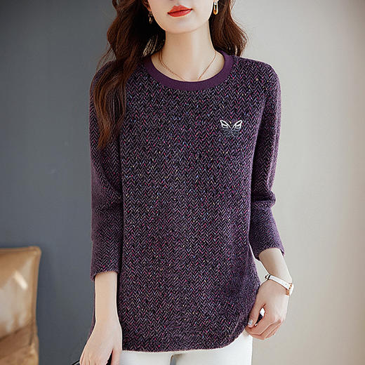 针织打底衫女大码2026新款秋冬长袖t恤妈妈宽松洋气上衣女士毛衣 商品图3