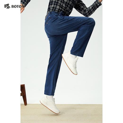 波顿男士秋冬 暖糯不勒宽松斜袋直筒抓毛底牛仔长裤*ME981325 商品图2