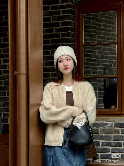 114-4 月底发货 渠道货 小禾 肉桂色 羊绒拉绒开衫 小皮草质感 我穿6码宽松效果 号很足 商品图6