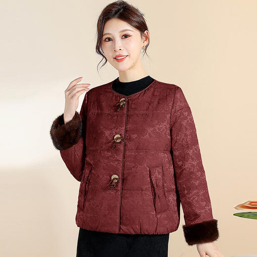 妈妈装洋气花色羊绒外套加厚绵，羊毛保暖上衣女装国风中式外套QYM-YIYI-CS25D111-Y 商品图1