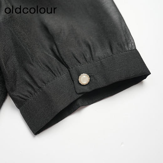 oldcolour欧珂夏季设计感休闲简约日常黑色短袖连衣裙女GN21101750 商品图3