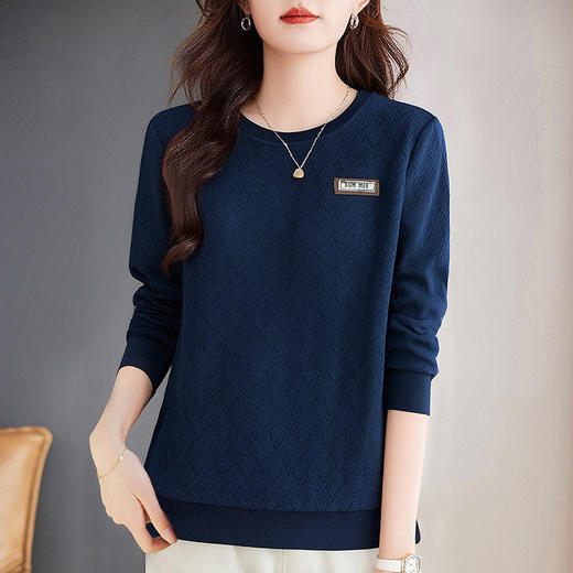 休闲长袖t恤女士打底衫秋冬大码可外穿2026新款宽松显瘦圆领上衣 商品图1
