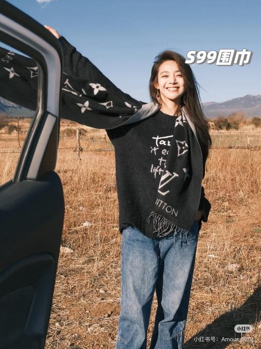 D110427情侣款精典百搭可双面佩戴羊绒流苏围巾 商品图5