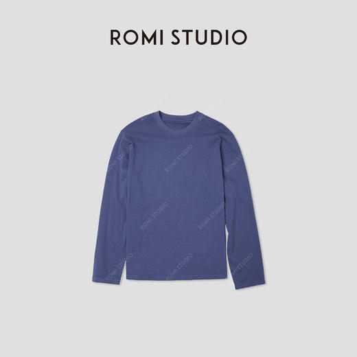 ROMI STUDIO“复古色彩”蓝染舒适棉质纺织打底圆领长袖 RWCAS65007 商品图0