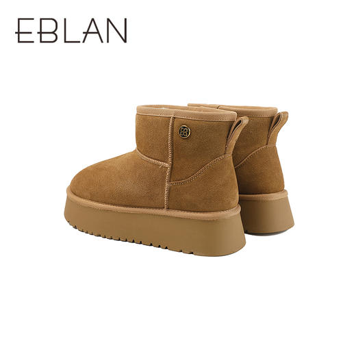 伊伴冬季经典基础百搭纯色短筒厚底雪地靴B25703601 商品图3