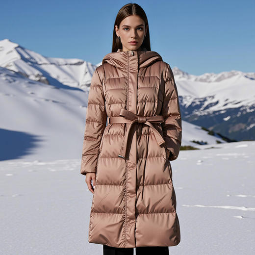 EITIE爱特爱加厚保暖长款收腰连帽鹅绒显瘦2025冬季新款羽绒服D2511909X 商品图7